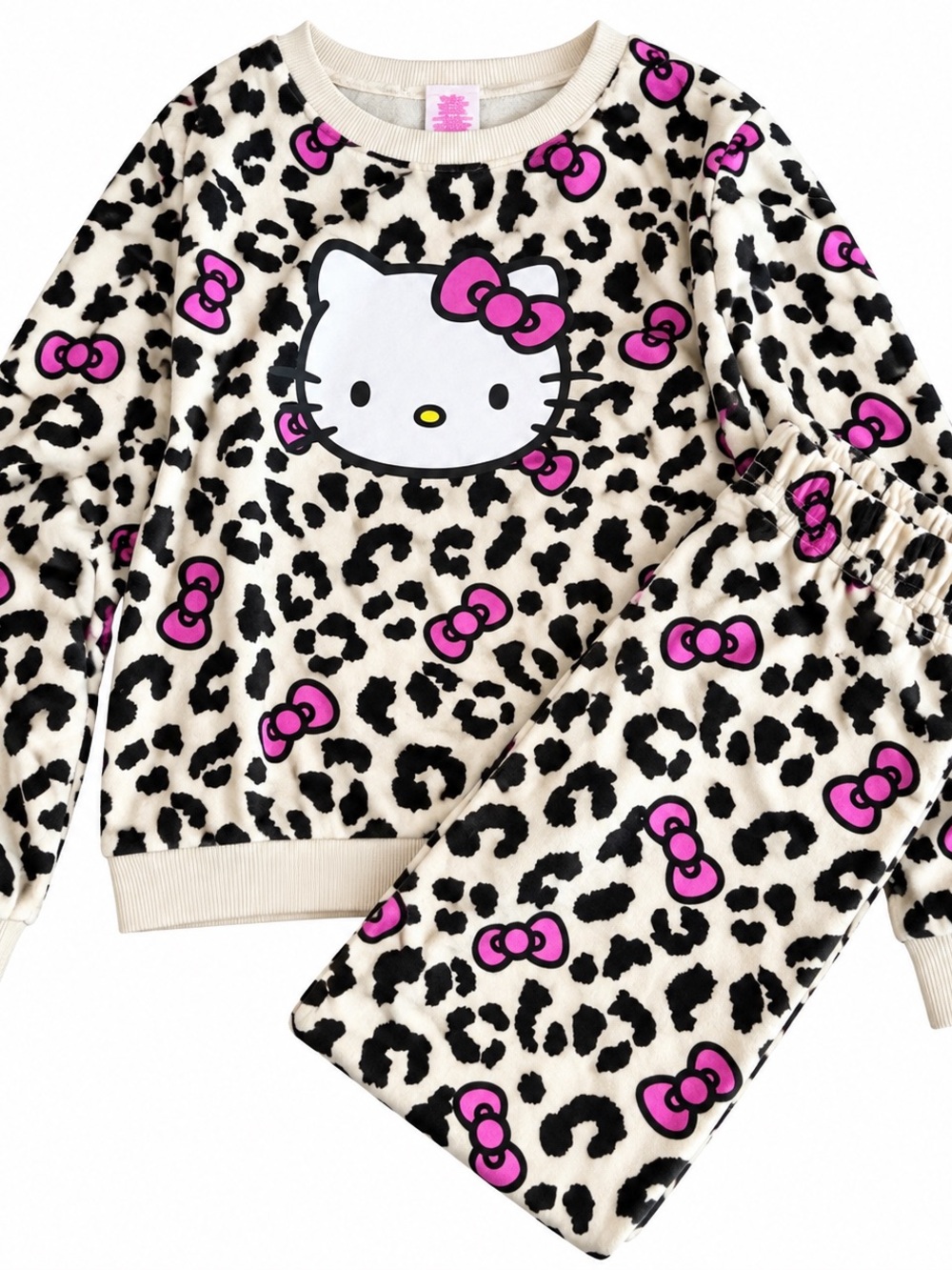 Hello Kitty Pink Bow Leopard-Print Kids Sweat Set